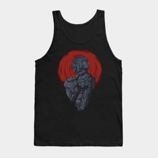 Red Moon Robot Fighter Tank Top